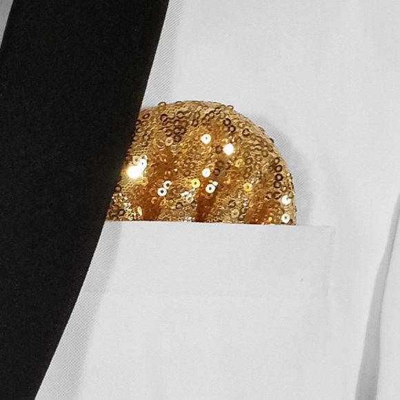 NEW - Men's Sequin Pre-Folded Pocket Square Insert - Gold - Picture 6 of 6